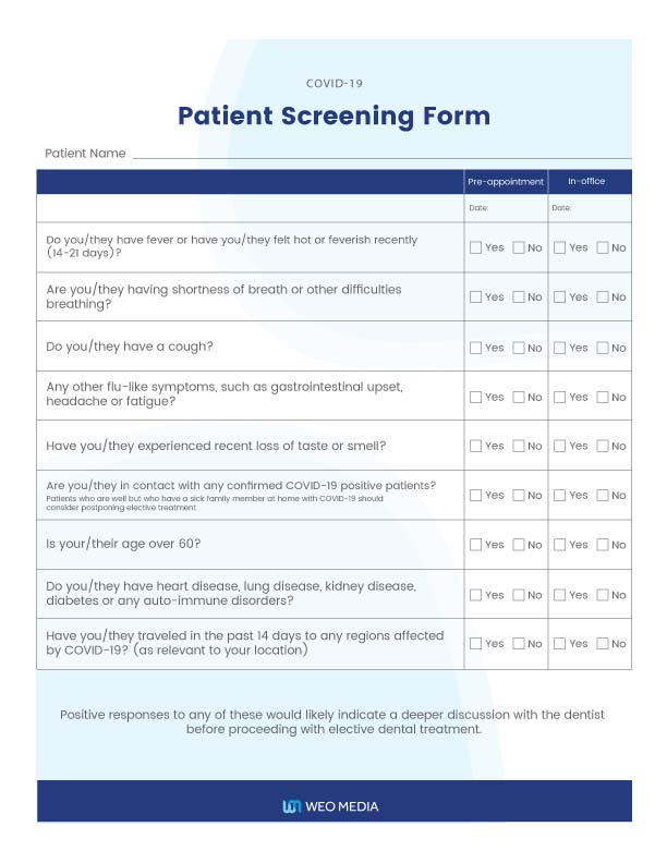 Social Media COVID-19 Screening Flyer