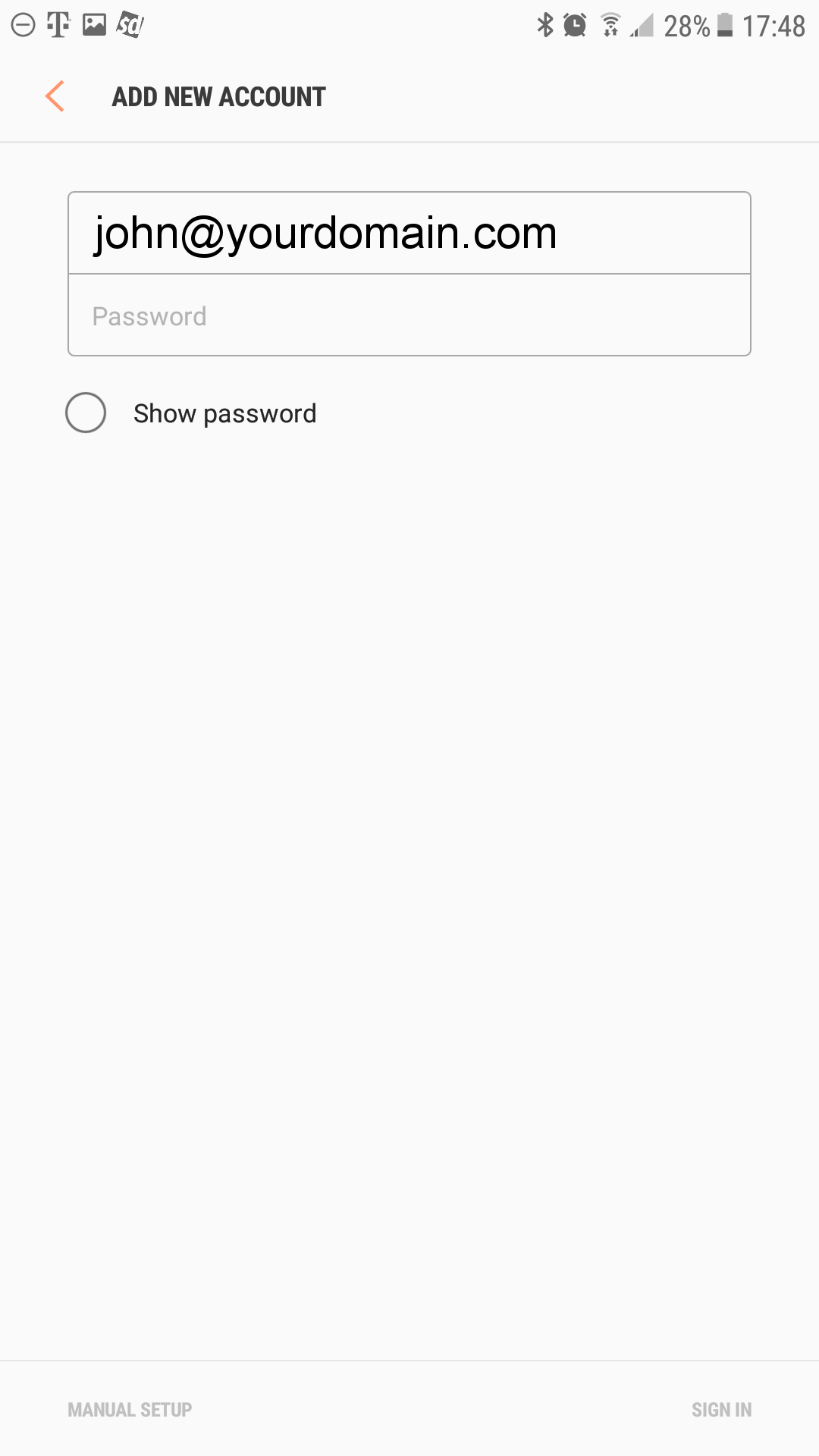 Android: Mail setup instructional image 2
