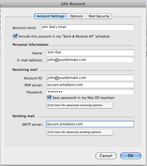 Entourage setup instructional image 5