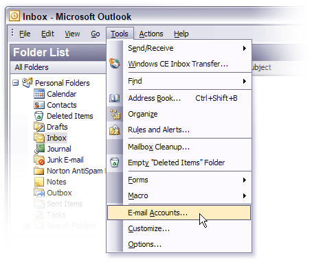 outlook 2003 setup instructional image 2