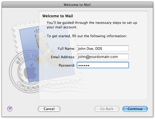 Mac OS X Mail setup instructional image 2