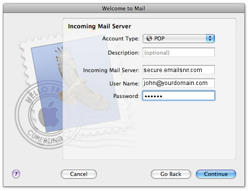 Mac OS X Mail setup instructional image 3