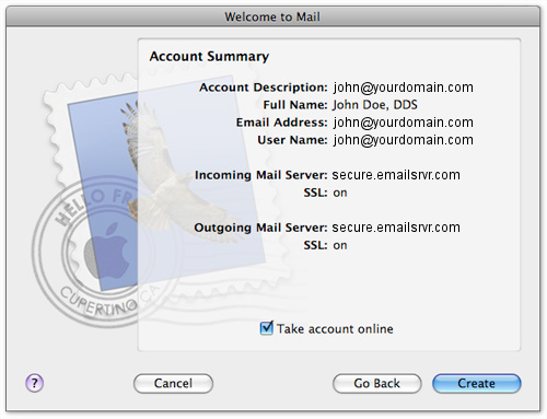 Mac OS X Mail setup instructional image 5